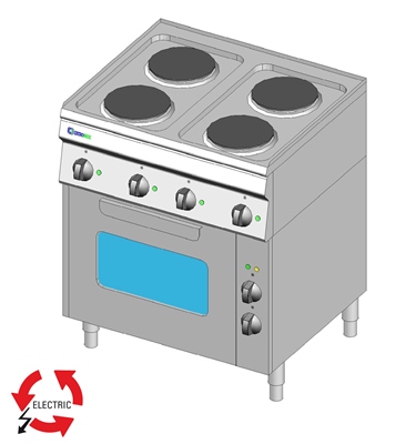 Cucina professionale quattro piastre Elettriche con forno elettrico